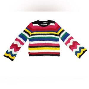 🔥🔥🔥Alice + Olivia Colorful Striped Crew Neck Sweater Size: Medium🔥🔥🔥